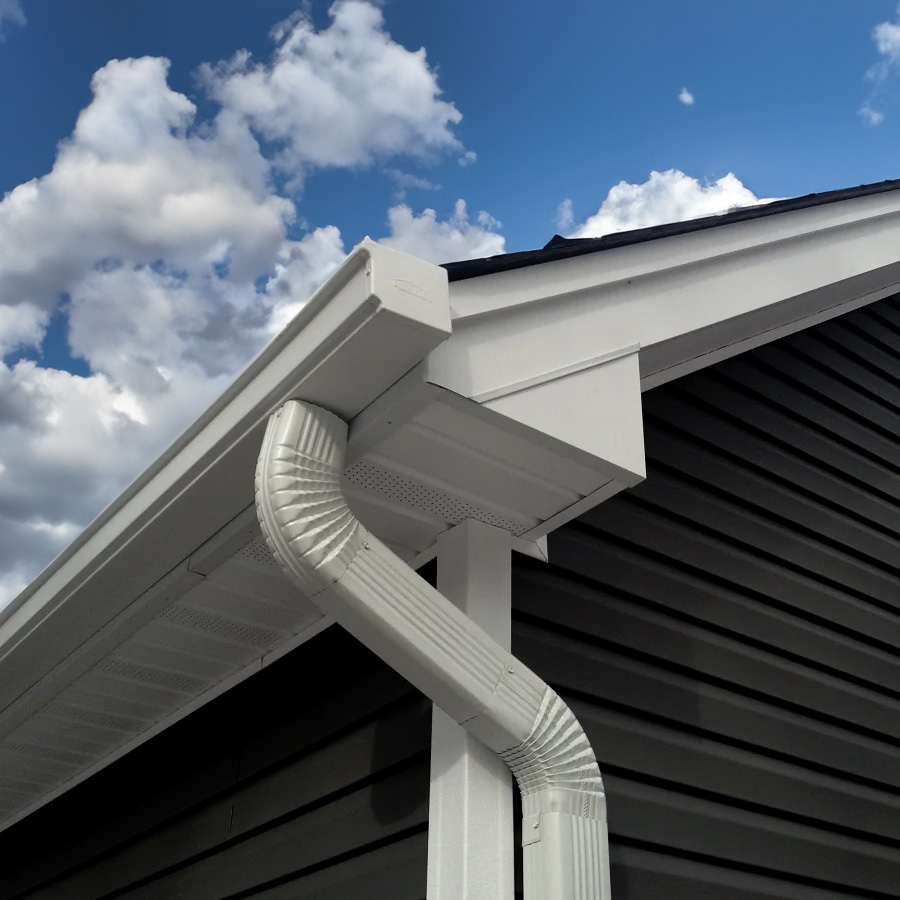 White Gutters and Downspout
